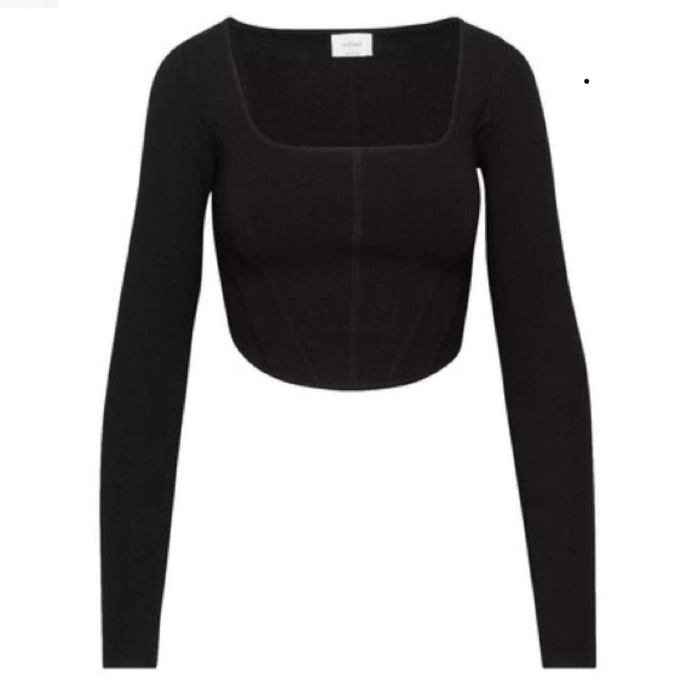 Aritzia Wilfred Natalie Long Sleeve top in black, size S